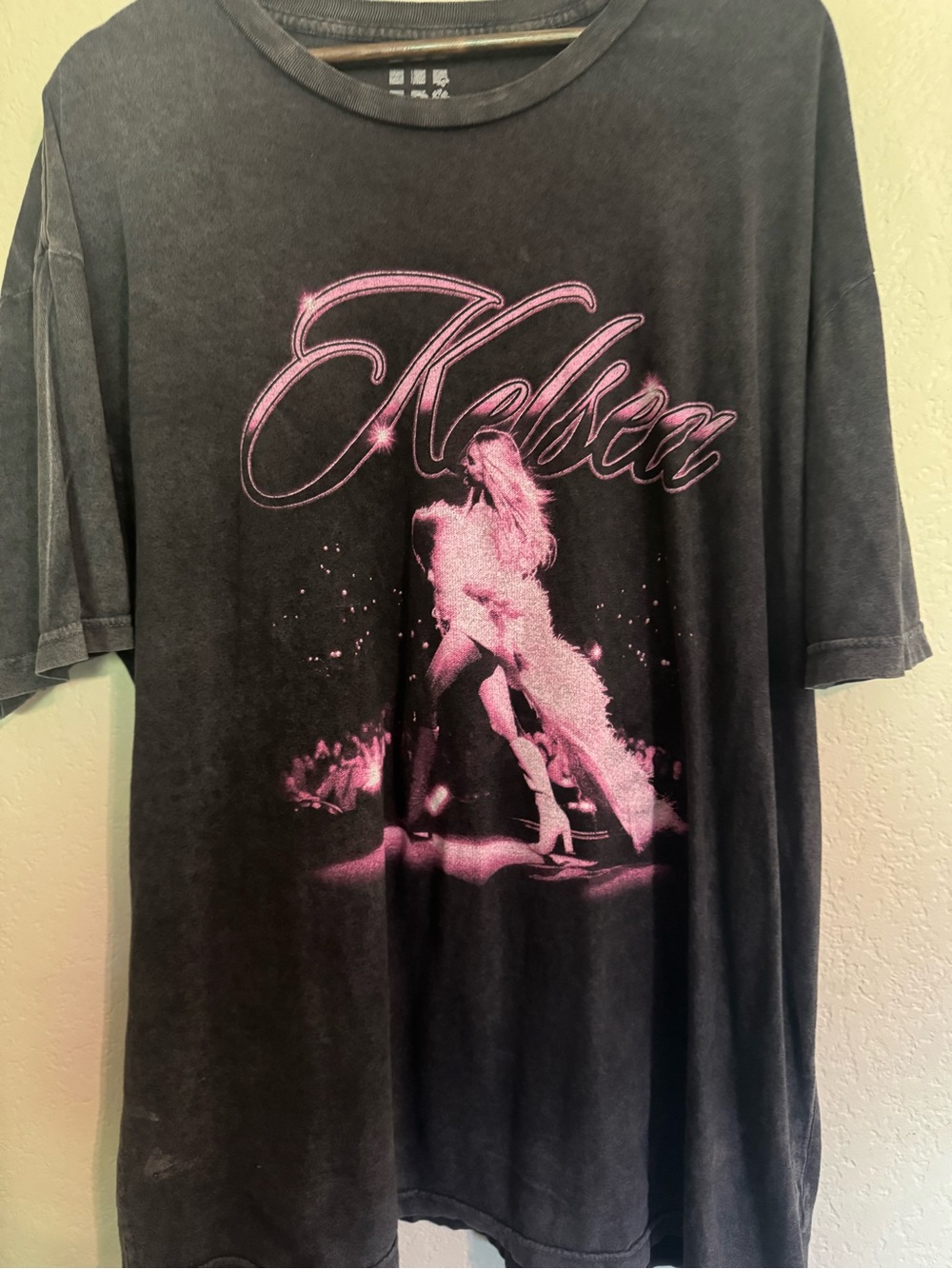 Graphic Tee - Black with Pink Print